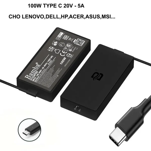 Cục Sạc Bamba 20V-5A Usb - Type C Cho Laptop